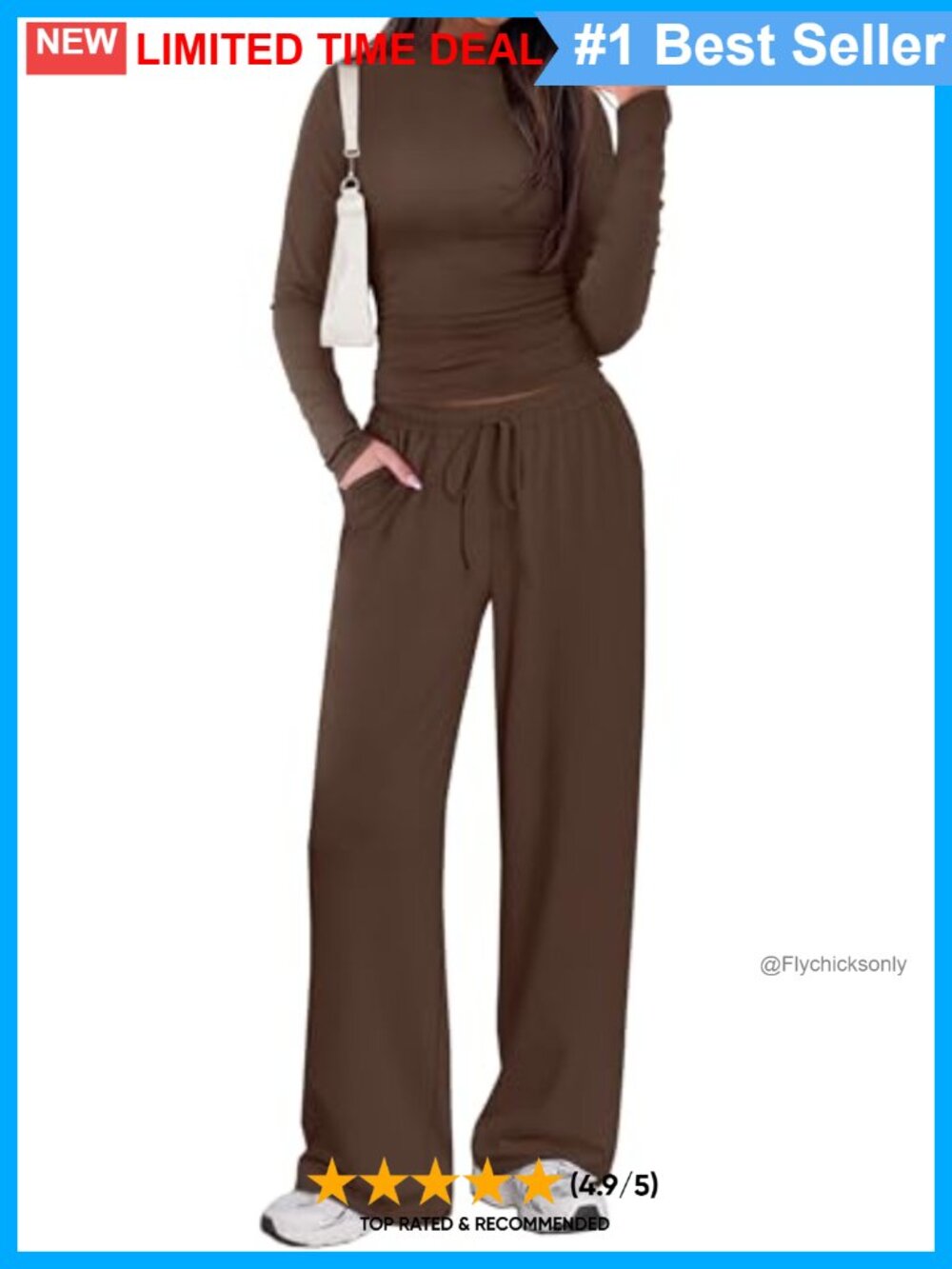 Mock Neck Ruched Top & Wide Leg Lounge Set - Picture 1 of 6